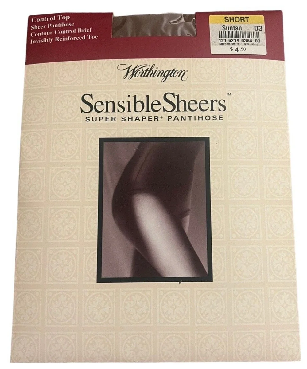 WORTHINGTON Sensible Sheers Super Shaper Pantyhose Nylons Short Suntan Color